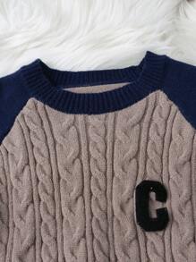 1pc Young Boys Street Style Cozy Soft Simple Contrast Color Raglan Crew Neck Pullover Fits Kids Outfits, Young Boy Clothes, Back To School Boy Set Suitable For Birthday Party, Evening Party, Performance, Wedding, Baptism, Opening Ceremony, Daily Wear, Travel, Sports, Autumn Winter Season - Multicolor - View 7