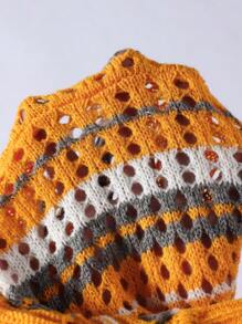 Chillumni Manfinity Hypemode Men's Men Beach Outfits Printed Single-Breasted Casual Knitted Top, Ideal For Vacation, Summer - Yellow - View 6