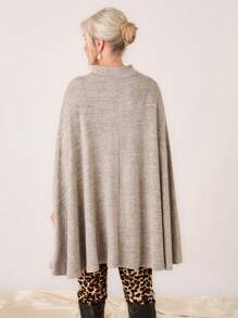 SHEIN LUNE Women's Fashionable Stand Collar Cape Blouse For Autumn - Khaki - View 6