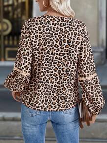 SHEIN LUNE 1pc Casual Leopard Print Stylish Shirt, Autumn Fall Cloth For Women - Coffee Brown - View 2
