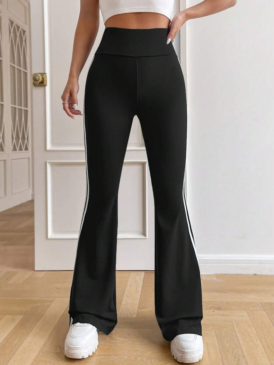 SHEIN Tween Girl American Style Casual Striped Green Pants SHEIN EUQS