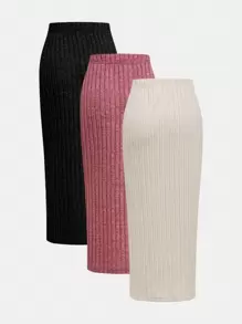 3pcs/Set Tween Girls Knitted Skirt - Multicolor - View 2