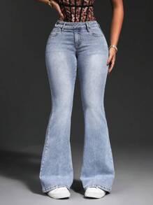 SHEIN SXY Jeans simples avec poches pour femmes, casual pour tous les jours