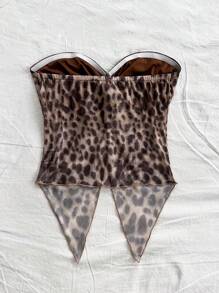 Soleia Top fasciante con stampa leopardata casual e intrecciata, estivo