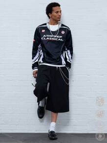 Manfinity VCAY Men's Casual Loose Letter Print Long Sleeve Pullover Sweatshirt, Fall Winter - Multicolor - View 3