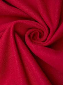 SHEIN Unity 大码女式优雅双层下摆连帽长袖针织大衣，秋冬款 - 酒紅色 - 查看 8