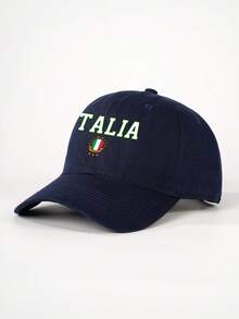 SHEIN 1 pieza Gorra de béisbol unisex con estampado de estrella de 5 puntas de Italia - Azul Marino - Ver 2