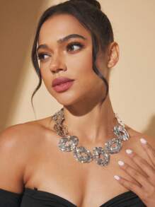 SHEIN SXY 简约纯色链饰休闲项链 - 銀色 - 查看 3