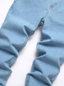 Quần Jeans Denim Nam Nhiều Túi Cài Nút Phía Trước Thường Ngày, Mặc Hàng Ngày - Rửa nhẹ - Xem 3