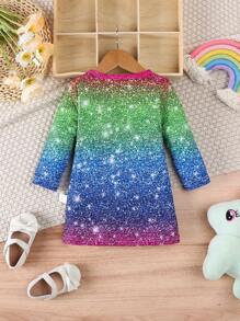SHEIN 女婴彩色独角兽印花连衣裙 - 彩色 - 查看 2