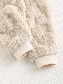 Cozy Pixies 2 件装男婴可爱熊图案双面羊毛圆领插肩运动衫和慢跑裤套装 - 米色 - 查看 9