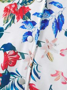 SHEIN 1 peça jaqueta curta com zíper e estampa floral estilo Lulu casual para meninas, adequada para combinar com o visual da família no outono