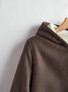 SHEIN EZwear Chaqueta casual para mujer con capucha, abotonadura, manga larga, de un solo color, revestida