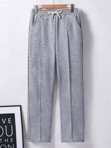 Teen Boys Knit Sweatpants, Street Style - Grey - View 2