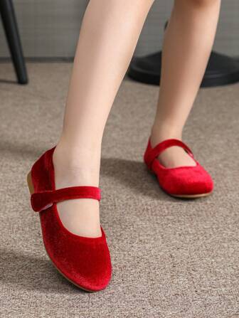 Red Girls Shoes Flat Shoes Girls Autumn Shoes Toddler Kids Shoes Hook And Loop Cute Shoes