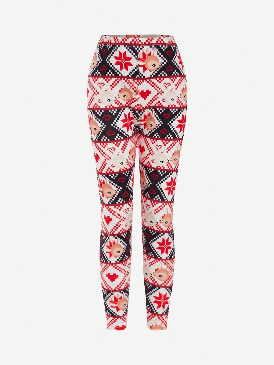 Girls Cute Christmas Pattern Comfortable Long Leggings - Multicolor - View 1