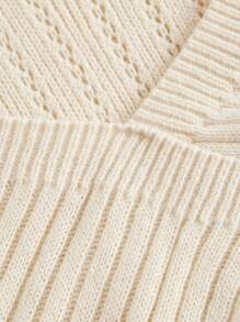 SHEIN MOD Plus Size Apricot Mock Neck Open Shoulder Women Knit Sweater