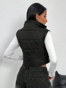 SHEIN SXY Winter Black Crop Vest Jacket