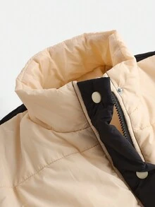 Abrigo casual de color negro y blanco de largo medio para niñas adolescentes, otoño invierno