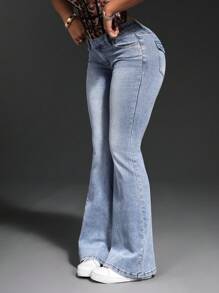 SHEIN SXY Jeans simples avec poches pour femmes, casual pour tous les jours