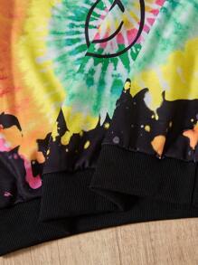 SHEIN 少女彩色笑脸印花长袖运动衫 - 彩色 - 查看 5