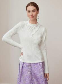 MOTF PREMIUM SOLID LACE INSERT FRILL TRIM FLUFFY TOP