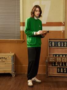 Manfinity Sport Corelite Pantaloni de trening casual relaxați pentru bărbați, stil boyfriend, cu buzunar cu imprimeu cu litere