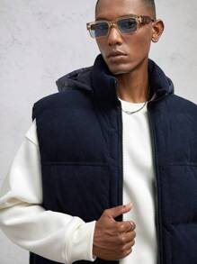 AKNOTIC Business Casual Áo khoác cardigan trùm đầu dệt kim vừa vặn cho nam, thích hợp cho mùa đông - Xanh đậm - Xem 6