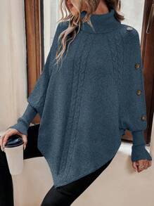 EMERY ROSE 休闲女士纯色宽松蝙蝠袖高领毛衣，秋冬季，长袖上衣