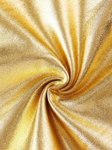 SHEIN Essnce Damen Party Top in Große Größen, Goldenes Top, Sexy Damen Tops, Goldenes Top Damen Korsett Tops, Kurven Tops für Konzerte - Gold - Übersicht 5