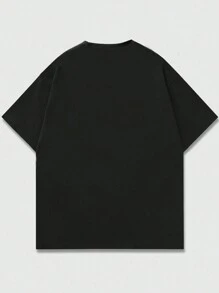 SHEIN Tween Boys Casual Printed Short Sleeve T-Shirt - Black - View 2