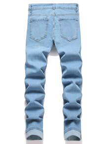 Quần Jeans Denim Nam Nhiều Túi Cài Nút Phía Trước Thường Ngày, Mặc Hàng Ngày - Rửa nhẹ - Xem 2