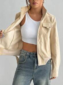 SHEIN Unity 休闲绒面加厚短款夹克，秋冬