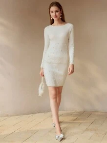 MOTF PREMIUM 人造珍珠细节纯色修身毛衣