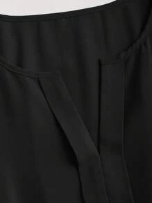 SHEIN Clasi Women's Solid Color V-Neck Batwing Sleeve Casual Midi Dress For Daily Wear , Black - Black - View 4