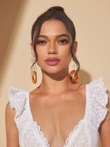 SHEIN BAE 女士亚克力夸张设计吊坠耳环