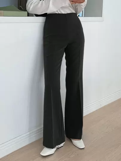 DAZY 女式纯色喇叭裤，黑色，四季皆宜，返校服装，女式正装裤，秋季