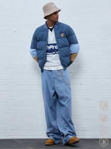 Manfinity NXTstreet Chaqueta casual oversize con parche decorativo para hombres, invierno - Multicolor - Ver 5
