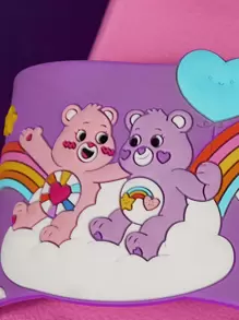 SHEIN X Care Bears Sandalias ligeras con diseño de oso arcoíris lindo para mujer, adecuadas para uso interior y exterior, regalo para el estilo de playa casual - Rosa - Ver 3