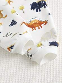 Cozy Pixies Baby Boy 2pcs Cartoon Dinosaur Print Hoodie Sweatshirt And Pants Clothes Set