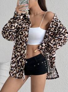 Flirla Women's Casual Leopard Print Blouse, Spring & Autumn Fall Cloth For Women - Multicolor - View 6