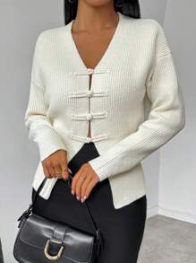 Chiquease Women's Solid Color Drop Shoulder Long Sleeve Casual Cardigan, Autumn Winter,Long Sleeve Tops