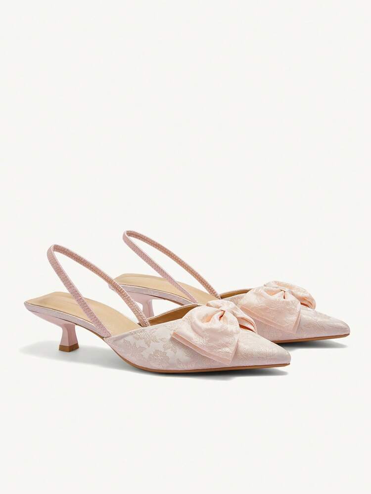 CUCCOO CHICEST Women's Pointed Toe Kitten Heel Pumps With Bow Decor, Solid Color, Ankle Strap, Elegant Daily Wear, For Outdoor Shopping, Festivals, Parties, Summer Summer Winter, Pair With Satin Dresses Summer Shoes Summer Break Easter Prom Heels Elegant Shoes Wedding Shoes Summer Shoes Bride Shoes