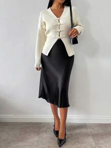 Chiquease Women's Solid Color Drop Shoulder Long Sleeve Casual Cardigan, Autumn Winter,Long Sleeve Tops