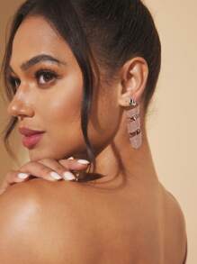 SHEIN BAE Pendientes colgantes brillantes y elegantes para mujer, adecuados para cualquier ocasión - Morado - Ver 5