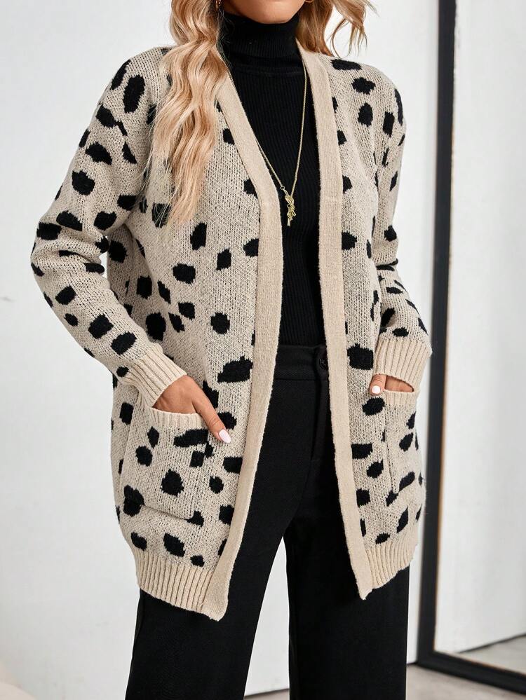 Women's Jacquard Long Sleeve Knitted Cardigan