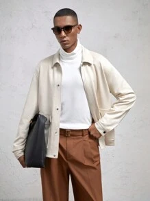 AKNOTIC Business Casual Chaqueta informal de ajuste delgado con cuello vuelto y manga larga para hombres