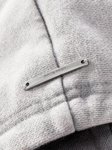 Manfinity VCAY Sudadera con capucha suelta y estampada de tinta lavada con textura de punto para hombre, adecuada para otoño e invierno - Gris Oscuro - Ver 13