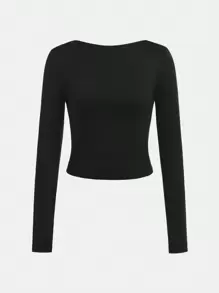 SHEIN 少女女孩买一送一 2 件/套豹纹黑色针织长袖 T 恤 - 彩色 - 查看 5