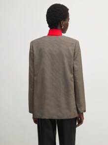 BizChic Damen Retro Karomuster Blazer Jacke, elegante Bürokleidung, geeignet für Festivals, Thanksgiving, Neujahr - Khaki - Übersicht 9